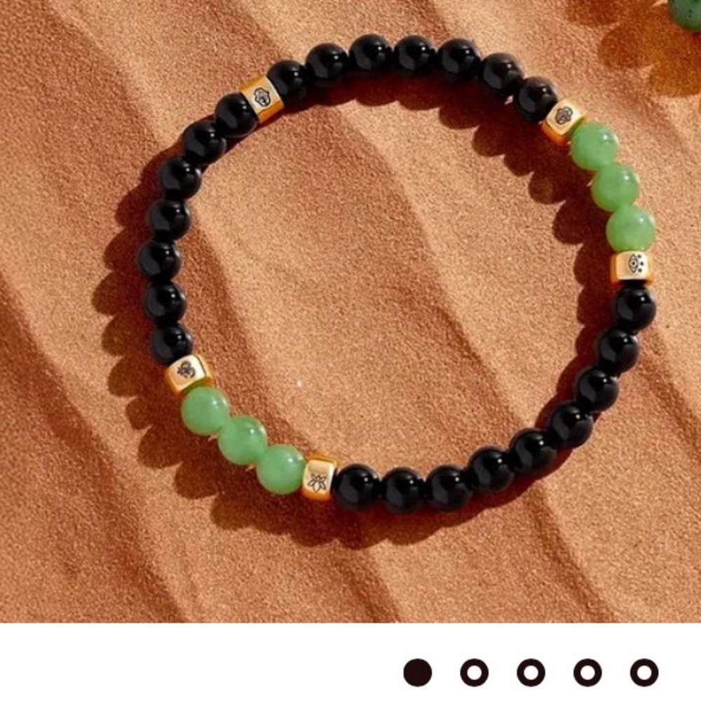 Karma and luck jade and onyx bracelet